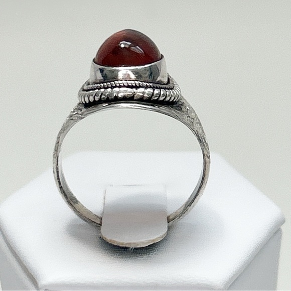 Vintage Amber Sterling Silver Ring - Picture 5 of 11